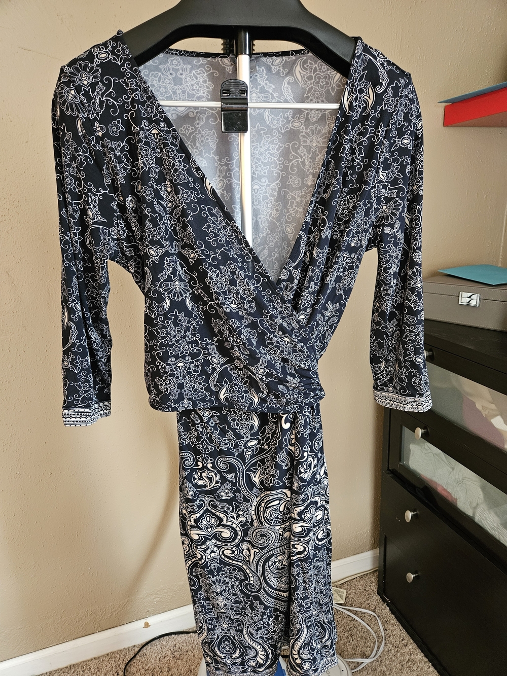 Ann Taylor Black and Gray Floral Wrap Dress - Picture 1 of 8